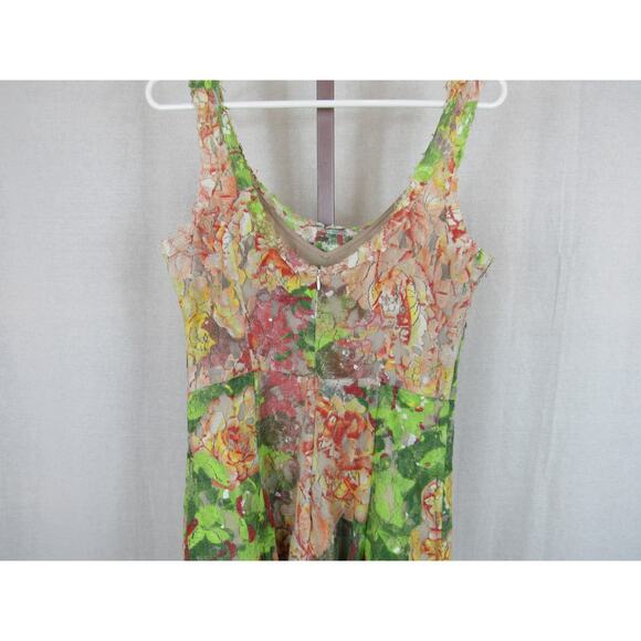 Tracy Reese Size 6 Deconstructed Froth Dress Pink Green Floral Lace Artsy Tank - Picture 11 of 13